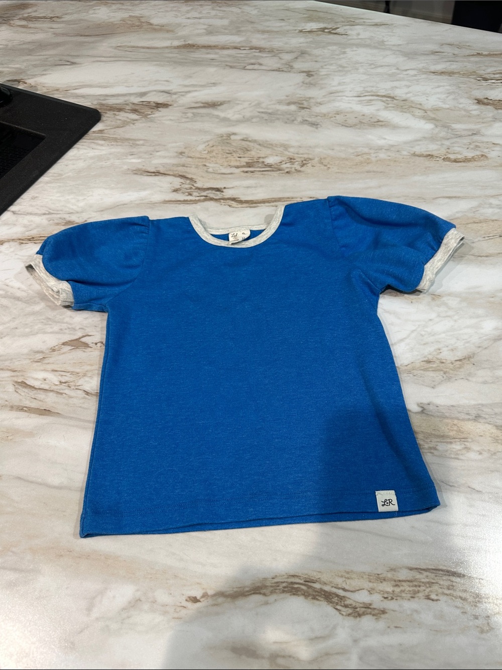 Kids Bright Blue Short-Sleeve Tee with Cream Trim